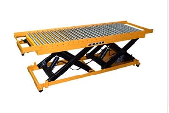 Roller table scissor lift trolley