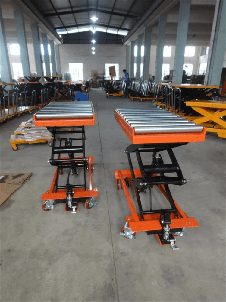manual scissor lift with roller
